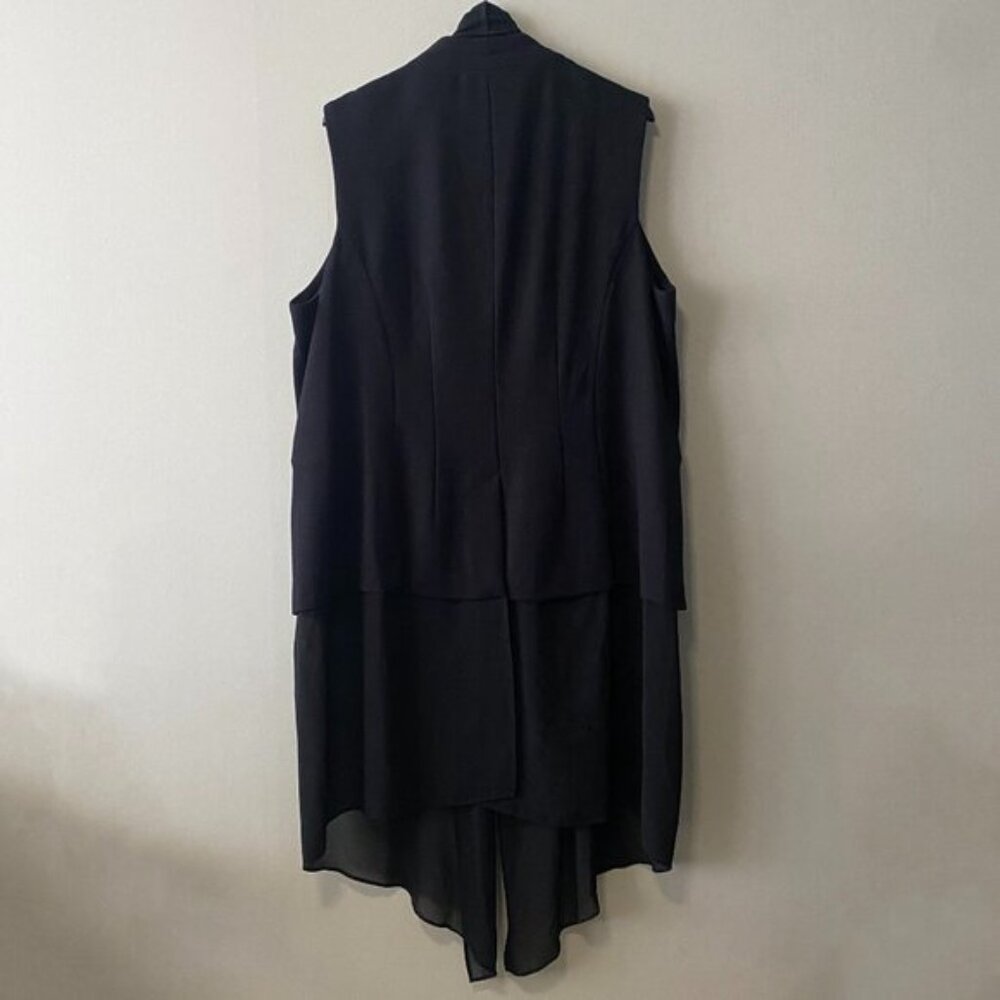 Nene Leakes Black Button Clure Vest With Long Sheer Fabric - Picture 2 of 13